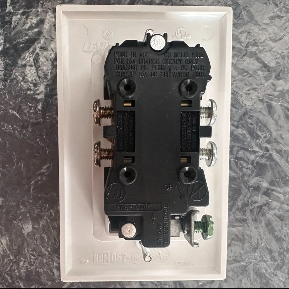 New White Leviton Recessed Wall Outlet with Built-in Wallplate & Screws